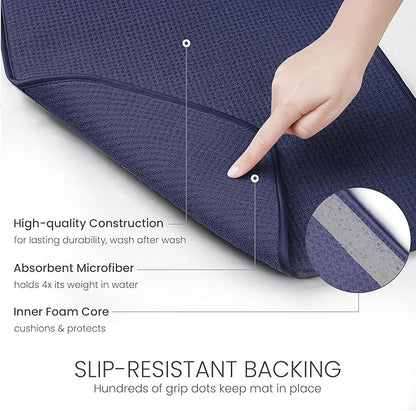 Bellemain XL Dish Mat Microfiber Dish Drying Mat, Super absorbent (Navy, 17" x 24") - Image 4