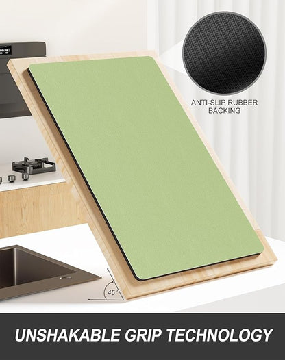 Rnivvi Dish Drying Mat for Kitchen Counter, XL 15 x 24" Super Absorbent Drainer Pad Easy Clean Dish Rack Pad, Non-Slip Heat Resistant Coffee Bar Mat for Coffee Machine Station Accessories Decor, Green - Image 5