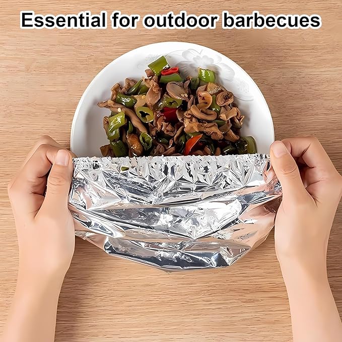 70PCS Reusable Aluminum Foil Food Covers, Aluminum tin Foil Insulation Cover, Elastic Food Covers for Kitchen, Leftovers, Meal Prep, Picnics, BBQ