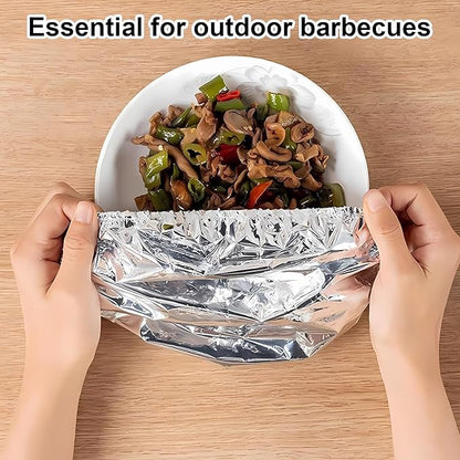 70PCS Reusable Aluminum Foil Food Covers, Aluminum tin Foil Insulation Cover, Elastic Food Covers for Kitchen, Leftovers, Meal Prep, Picnics, BBQ