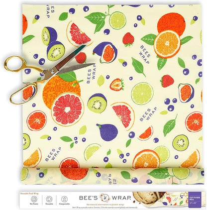 Bee's Wrap Beeswax Wraps for Food - Cut to Size 14x52" Beeswax Wrap Roll - Plastic Free Made in USA Reusable Natural Food Wrap - Fresh Fruit by BeesWrap