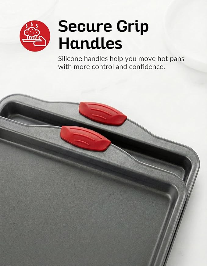 Premium Nonstick Baking Sheet Pans – Set of 3, Heavy-Gauge Carbon Steel, Warp, Dent, and Rust-Resistant – Gourmet Rimmed Half Cookie Sheet Trays, Non-Toxic for Exceptional Baking Performance - Image 6