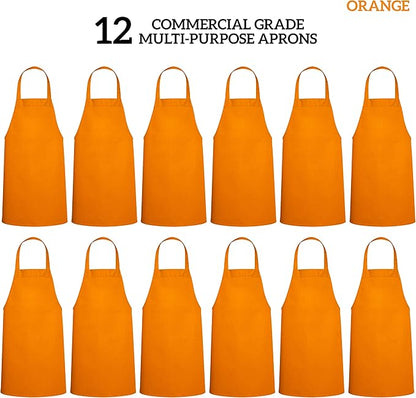 GREEN LIFESTYLE 12 Pack Professional Chef Apron – Grilling Aprons for Men, Waterproof Cooking Apron for BBQ, Work or Restaurant Use, Kitchen Aprons for Women – Orange, No Pockets - Image 3