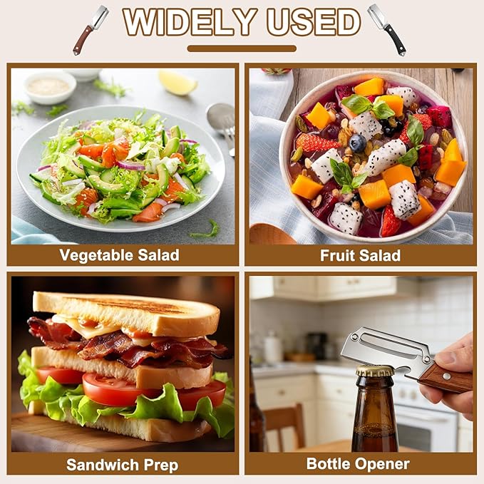 2Pcs Premium Vegetable Peeler with Wooden Handle and Bottle Opener,Multifunctional 3-in-1 Stainless Steel Kitchen Tool for various fruits and vegetables that require peeling（Black + Brown） - Image 8