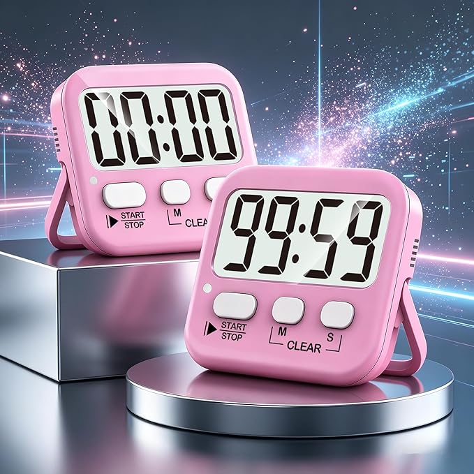 Antonki 2 Pack Digital Timer for Kids, Magnetic Countdown Kitchen Timers for Cooking, Egg, Classroom, Teacher, Exercise, Study, Oven - Battery Included - Image 2