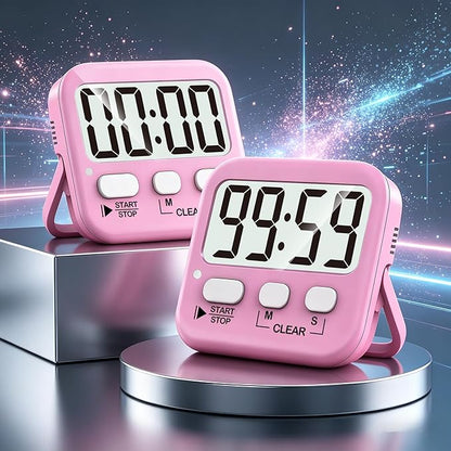 Antonki 2 Pack Digital Timer for Kids, Magnetic Countdown Kitchen Timers for Cooking, Egg, Classroom, Teacher, Exercise, Study, Oven - Battery Included - Image 2