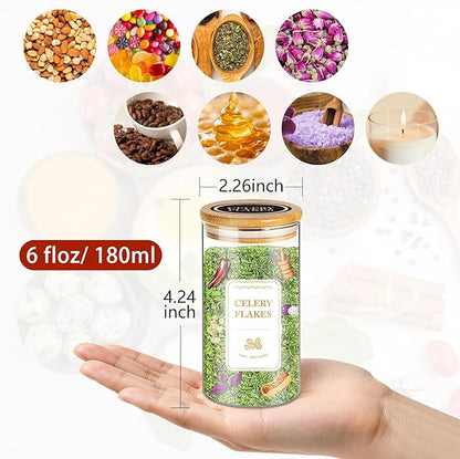 BGraceyy Spice Jars with Labels, 30Pcs 6oz Glass Spice Jars with Bamboo Lids, Minimalist Stackable Airtight Spice Containers with 426 labels for Kitchen Seasoning, Tea, Herbs, Coffee, Sugar,Shells - Image 2