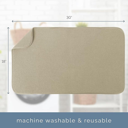 S&T INC. Dish Drying Mat Jumbo, 18” x 30”, Absorbent Microfiber Kitchen Counter Mat, Dish Drying Pad for Dishes, Utensils, Pots and Pans, Jumbo, Pure Cashmere - Image 6