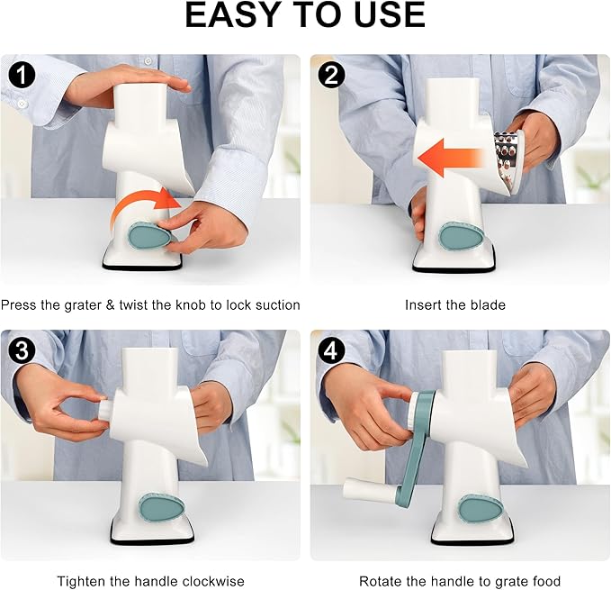Cheese Grater Box Grater (Rotary hand safeguard White) - Image 7