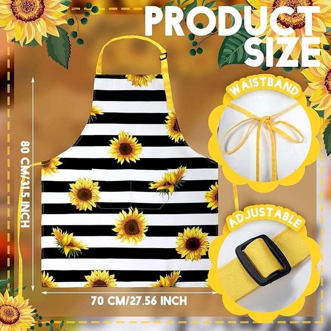 Geetery 4 Pcs Chicken Aprons for Women Rooster Print Apron Waterproof Adjustable for Kitchen Cooking - Image 3