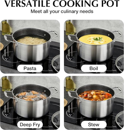 KOCH SYSTEME CS Triply Stainless Steel Pot 6 Quart, Nonstick Hybrid 18/10 Stainless Steel Stock Pot with Lid, Nonstick Cooking Pots with Honeycomb Interior, Compatible with All Cooktops, Oven Safe - Image 5