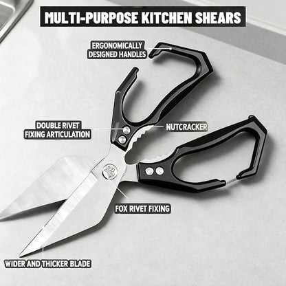 Seattleget Multifunctional Heavy-Duty Kitchen Shears,Chicken Bone Scissors,Japanese Style High Carbon Steel Cooking Scissors,Poultry Shear,Poultry Shear,for Meat,Seafood and Bone Cutting(Black)