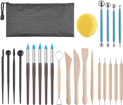 Luney Clay Tools Kit, 25 PCS Ceramics Polymer Clay Sculpting Modeling Pottery Tools Kit, Air Dry Clay for Adults, Pottery Craft, Dotting, Baking, Carving, Drawing, Molding, Modeling, Shaping by PANDAMIMI
