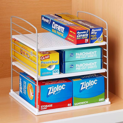 YouCopia UpSpace Cabinet Box Organizer, Adjustable Kitchen and Pantry Shelf for Plastic Wrap and Foil Storage, Extra Large, White - Image 5