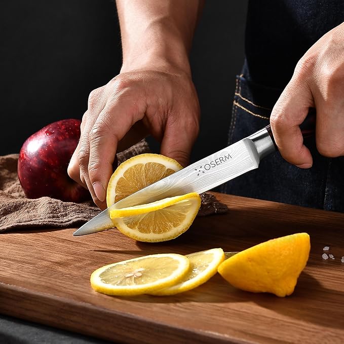 Knife Set | Gift-Ready 6-Piece (5+1) Japanese Style Kitchen Knife Set — Burgundy Gift Box with An Additional 8" Chef Knife — Ideal Christmas, Wedding & Household Gift