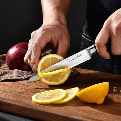 Knife Set | Gift-Ready 6-Piece (5+1) Japanese Style Kitchen Knife Set — Burgundy Gift Box with An Additional 8" Chef Knife — Ideal Christmas, Wedding & Household Gift
