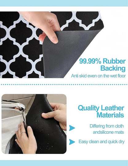 Dish Drying Mat for Kitchen Counter, 16"x24" Dish Drying Pad with Non-slip Rubber Backed, Hide Stain Anti Absorbent for Kitchen Counter, Drying Mat for Coffee Machine Dish Rack (Black Trellis) - Image 5