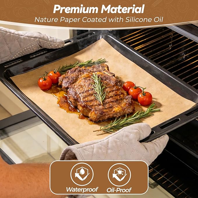 360 Count 9"x 13" Heavy Duty Parchment Paper Sheets for Baking, No-Stick & No-Leak Unbleached Baking Paper, Pre-cut Half Parchment Paper Sheets for Oven, Air Fryer, Microwave - Image 5