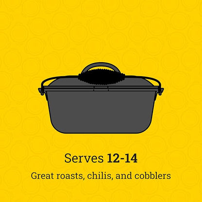 Lodge 9 Quart Pre-Seasoned Cast Iron Dutch Oven with Lid - Wire Bail Handle for Easy Transfer from Cooking Surface to Table - Use in the Oven, on the Stove, on the Grill or over the Campfire - Black