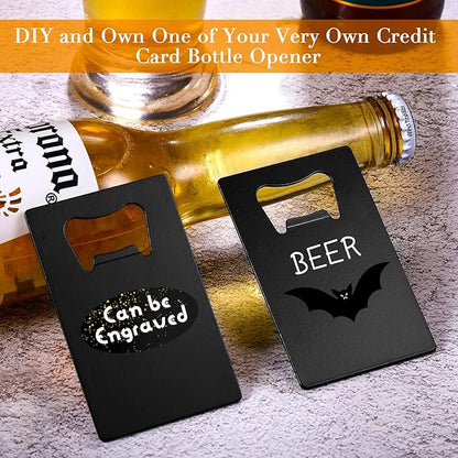 40 Pieces Credit Card Bottle Opener Stainless Steel Poker Wallet Bottle Opener for Christmas Gifts Can Be Carved for DIY Wedding Favor Groomsmen Gift(Black)