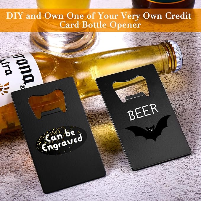 60 Pcs Credit Card Bottle Opener Groomsmen Bridesmaid Wallet Bottle Opener Beer Wine Stainless Steel for Wallet Pocket Party Wedding Favor, Black - Image 4
