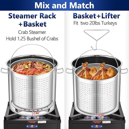 ARC 52QT Stainless Steel Stockpot for Crab Seafood Boiler Crawfish Pot with Basket and Steamer Rack, Outdoor Cooking Pot for Lobster Shrimp Boiling, Turkey Fryer and Tamales Steamer, 13 Gal - Image 4