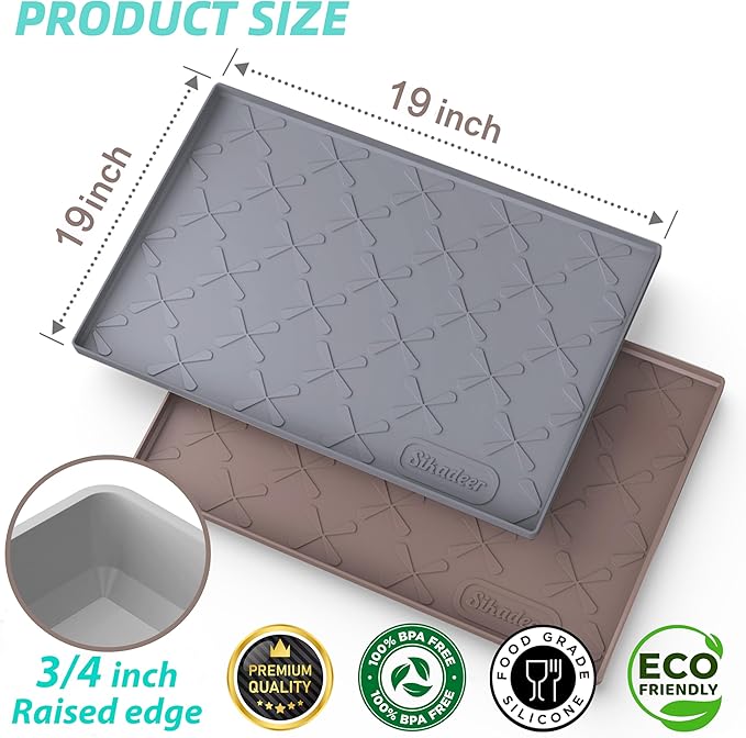 SIKADEER 19" x 19" Under Sink Mat Waterproof, Silicone Mat Kitchen Drawer Shelf and Cabinet Liner, Sink Protector for Kitchen Organizers and Storage, Boot Tray Pet Food Mats - Image 5