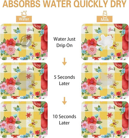 Kitchen Countertop Dish Drying Mat,Super Absorbent Coffee Bar Mat for Maker Espresso Machine, Anti-Slip Accessories for Kitchen Countertops 19x12 Inch