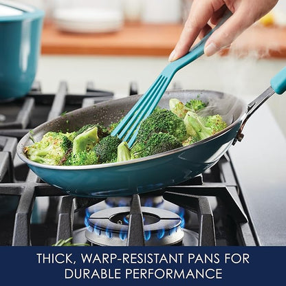 Rachael Ray Cook + Create Nonstick Cookware/Pots and Pan Set, 10 Piece, Agave Blue
