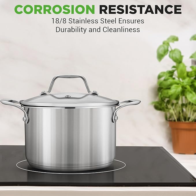 NutriChef 3-Quart Stainless Steel Soup Pot - 18/8 Food Grade Heavy Duty Cookware, Stock Pot, Stew Pot, Simmering Pot Kitchenware w/See Through Lid, Dishwasher Safe, For Induction Gas Ceramic Cooktops - Image 7