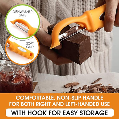 Spring Chef Premium Stainless Steel Swivel Potato Peelers for Kitchen, Metal Vegetable Peelers with Comfortable Handle for Apple, Cucumber, Veggie, Fruit, Carrot, Dishwasher Safe - Set of 2 - Mango - Image 6