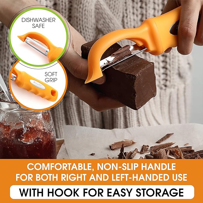 Spring Chef Premium Swivel Vegetable Peeler, Soft Grip Handle and Ultra Sharp Stainless Steel Blades - Perfect Kitchen Peeler For Veggie, Fruit, Potato, Carrot, Apple - Mango - Image 6