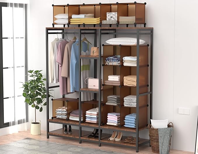 HOMIDEC Closet Organizers and Storage, 9 Cube Storage Organizer Cubes, Portable Closet Organizer Shelves for Clothes, Bedroom, Wardrobe, Kids Room, Bathroom, Brown - Image 7