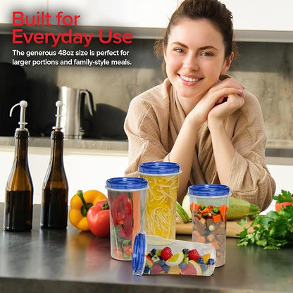 Stock Your Home 48oz Plastic Containers with Twist Top Lids (6 Pack), 1.5 Quart Freezer Containers with Lids for Leftover Food, Airtight Reusable Soup Containers, Microwave and Dishwasher Safe - Image 7