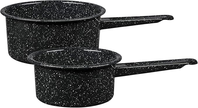 Granite Ware Non-Stick Saucepan Set with Steel Core, 1 & 2 Quart - Durable & Scratch-Resistant Pot for Soups and Sauces - Fast, Even Heating - Non-Toxic Cookware Essentials (Speckled Black) by GraniteWare