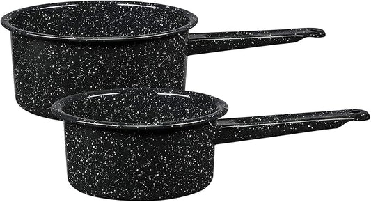 Granite Ware Non-Stick Saucepan Set with Steel Core, 1 & 2 Quart - Durable & Scratch-Resistant Pot for Soups and Sauces - Fast, Even Heating - Non-Toxic Cookware Essentials (Speckled Black) by GraniteWare
