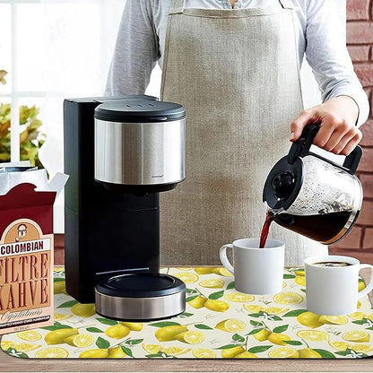 Kitchen Countertop Dish Drying Mat,Super Absorbent Coffee Bar Mat for Maker Espresso Machine, Anti-Slip Accessories for Kitchen Countertops 19x12 Inch