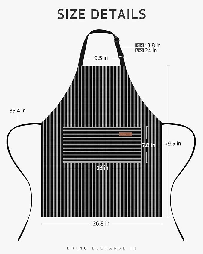Syntus Chef Apron for Men Women Kitchen Cooking Apron with Pockets, Adjustable Bib Aprons Stain Resistant - Image 2