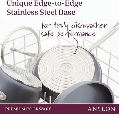 Anolon Accolade Forged Hard Anodized Nonstick Frying Pans/Skillet Set, 8 Inch and 10 Inch - Moonstone Gray