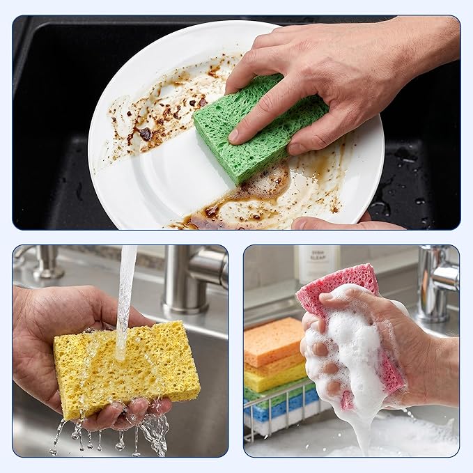 ARCLIBER Cellulose Sponges,Heavy Duty Scrub Kitchen Sponge No Scratching,Pop Up Eco DIY (6 Pack) - Image 7