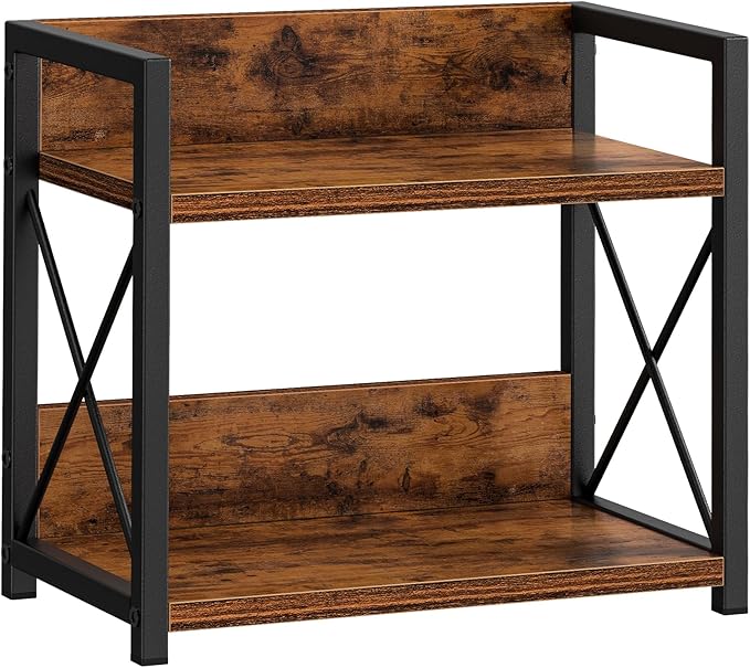 Giikin Countertop Shelf Organizer, 2 Tier Kitchen Spice Rack for Countertop, Wood Coffee Counter Shelf Organizer for Home (Brown, S) by Giikin
