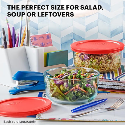 Pyrex Simply Store Glass Food Storage Container, Snug Fit Non-Toxic Plastic BPA-Free Lids, Freezer Dishwasher Microwave Safe, 4 Cup - Image 4