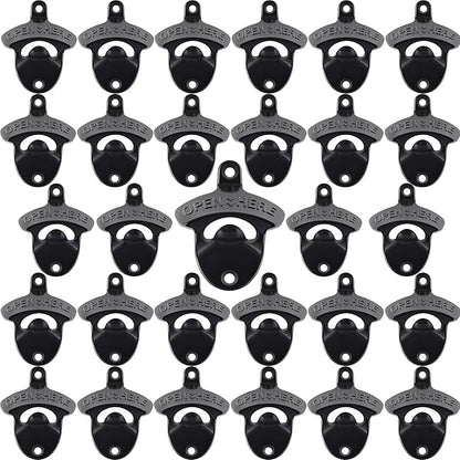 30 Packs Black Bottle Top Opener Wall Mounted Beer Cap Opener Stainless Bulk for DIY Wooden Crafts by Wallmountedbottleopener