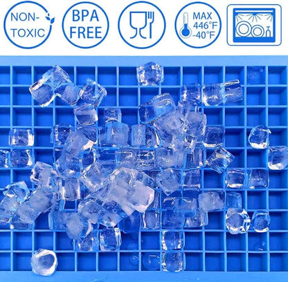 Silicone Mini Ice Cube Tray, 160 Crushed Ice Cube Molds Easy Release Small Ice Cube for Chilling Whiskey Cocktail, Kitchen Gadgets Stackable Ice Trays (Blue) - Image 3