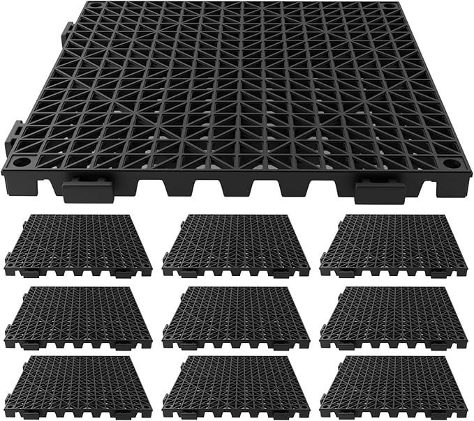 Tioncy 10 Pcs Bar Countertop Supplies Interlocking Mats 12 x 12 Inch Rubber Black Shelf Liners Bar Drying Coffee Non Slip Spills Mats for Bartending Home Cocktail Bars Restaurants by Tioncy