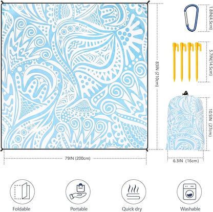 HIHOHO Beach Blanket Waterproof Sandproof Extra Large Beach Mat 79" X 83"/120"x108"for 1-8 Adults Quick Drying Durable Outdoor Picnic Mat for Beach Travel Camping Hiking