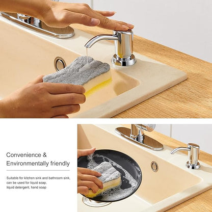 GAGALIFE Built in Counter Soap Dispenser for Kitchen Sink and Extension Tube Kit, Anti-Leakage Upgrade with 40" Tube No More Top Refill (Chrome)
