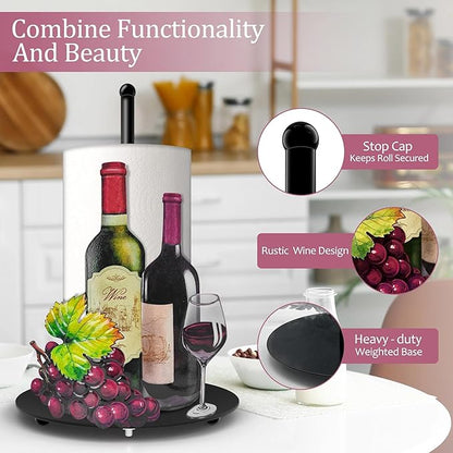 Hexagram Wine Paper Towel Holder, Wine Kitchen Bar Decor, Retro Decor for Kitchen Bar Bathroom Countertop, Antique Vintage Housewarming Gifts for Women Men