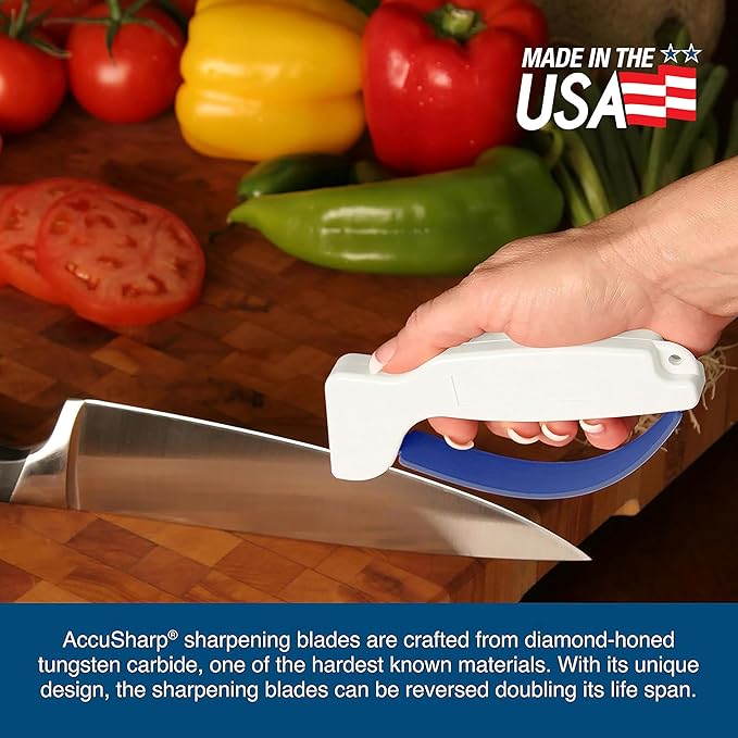 AccuSharp Knife Sharpener, Ergonomic Comfortable Handle, Compact & Easy to Use, Restore and Hone Straight & Serrated Knives, White - Image 7