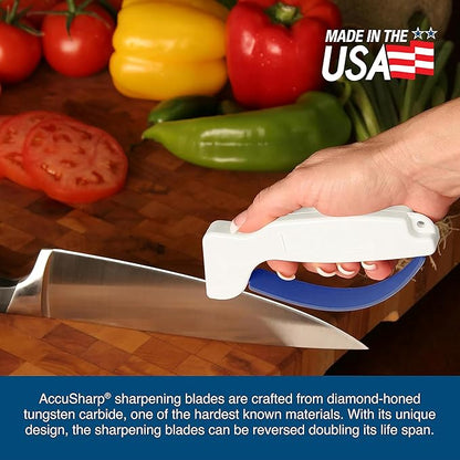 AccuSharp Knife Sharpener, Ergonomic Comfortable Handle, Compact & Easy to Use, Restore and Hone Straight & Serrated Knives, White - Image 7